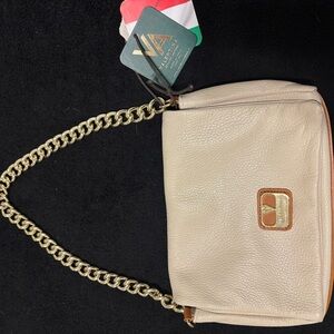 Cream Leather Shoulder Bag